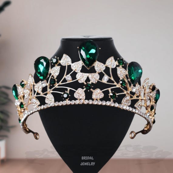Rhinestone Leaf Teardrop Tiara Suealasg Wedding Bridal Headband, Crystal Teardrop  main image 4