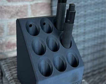 9 Baton Holder Gang Dock: Customizable Heavy Duty Polymer, Wall or Table Mount