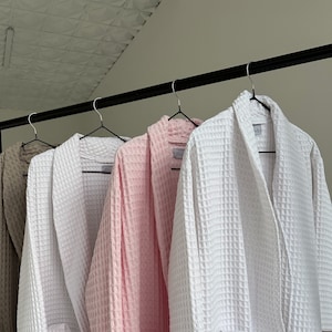 Bata de algodón orgánico, bata de dama de honor con diseño de gofre, bata de algodón suave y natural, bata de spa, ropa de estar de algodón orgánico, bata de baño suave y acogedora