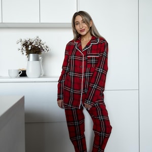 Piżamy świąteczne, Piżamy ciepłe Piżamy damskie Piżamy bawełniane Piżamy z naturalnej bawełny, komplet piżamowy z bawełny 100%, Piżamy flanelowe
