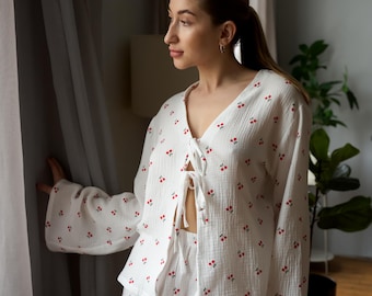 Muslin Cotton Pajama Set: Lightweight Double Gauze Sleepwear