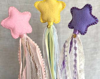 Custom Felt Fairy Wand: Handmade Star Wand with Ribbons