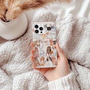 Adorable Dog Watercolor Phone Case for iPhone 16 15 14 13 12 11 Pro Max Plus X, Samsung Galaxy S24 S23 Ultra, Google Pixel 8 - Pet Lover