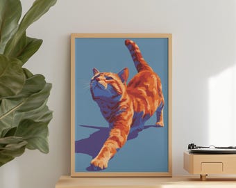 Pop Art Cat Print | Playful Kitten, Modern Wall Decor (Digital Download)
