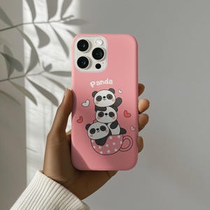 Bonita funda de teléfono con forma de panda: fundas resistentes, funda de teléfono kawaii, regalo para amantes de los animales, diseño bonito para adolescentes, regalo de cumpleaños, accesorios para teléfono