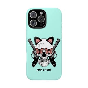 Cute Punk Skull Phone Case | Gothic Aesthetic iPhone Cover | Edgy Phone Case for iPhone 15 14 13 | Rock Lover Gift