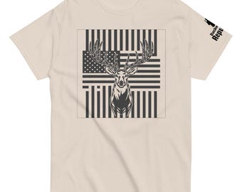 Patriotic Deer Shirt | Deer Season Shirt | USA Flag Deer Graphic Tee | Deer with Flag Shirt | American Pride Shirt | Hunting Trip Tee