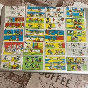 Vintage Bubble Gum Donald Duck 1980s Chewing Gum Inserts Set 52pcs Mickey Mouse Chewing Gum Inserts