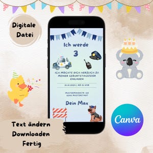 Einladung - Kindergeburtstag - Polizei - digital