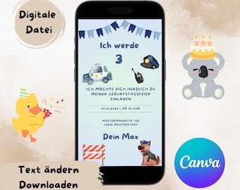Invitation - Children's Birthday Party - Police - Digital