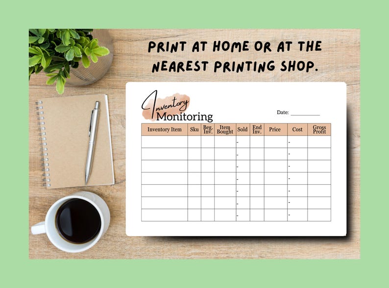 Printable Editable Inventory Management Form for Small Business ...