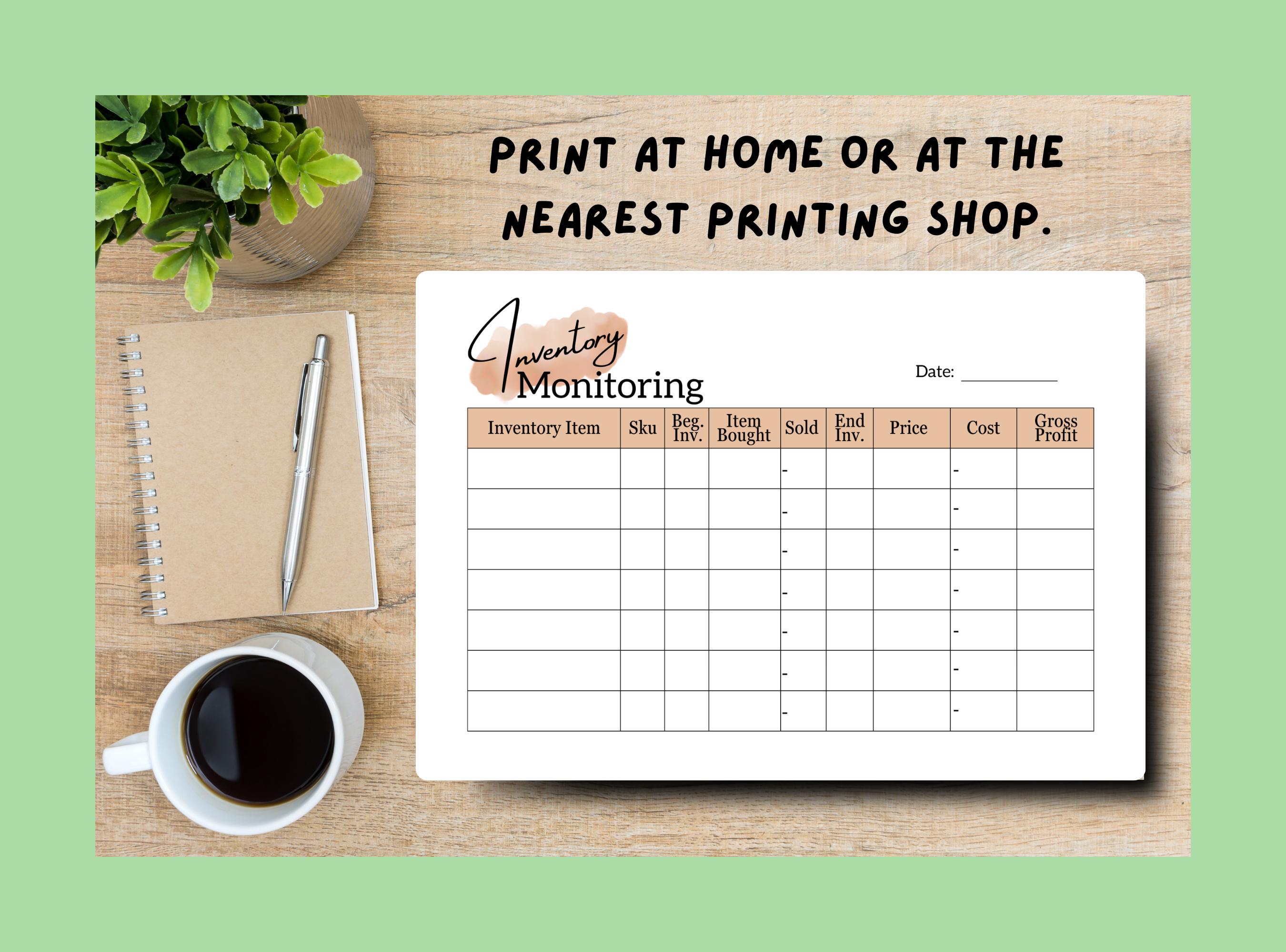 Printable Editable Inventory Management Form for Small Business ...