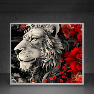 Black Lion | Digital Art Print, Wall Art, AI Generated, AI Art, Digital Download, Home Decor, Printable