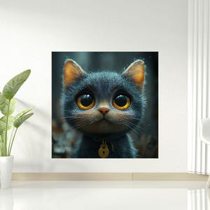 Süße Katze | Digitaler Kunstdruck, Wandkunst, KI-generiert, KI-Kunst, digitaler Download, Wohnkultur, druckbar