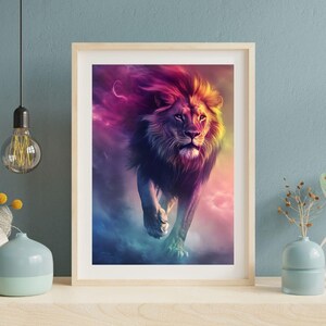 Misty Lion | Digital Art Print, Wall Art, AI Generated, AI Art, Digital Download, Home Decor, Printable
