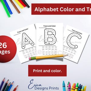 Alphabet Trace and Color Printables | Alphabet Worksheets | ABC Digital Downloads
