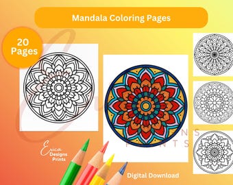 Mandala Coloring Pages, 20 Mandala PDF Printables