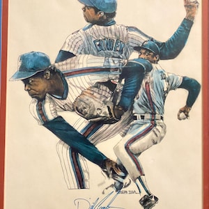 Dwight (Doc) Gooden Autographed Lithograph – Artist: Joseph Iun – NY Mets Legend - ROY - Cy Young Award Winner - World Series Champion