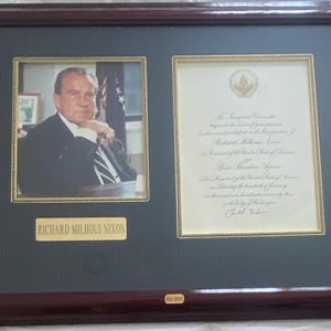 Richard Nixon Signed Inauguration Display – Autographed Invite, Photo & White House Card – Framed Political Memorabilia with COA
