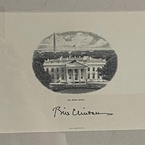 President Bill Clinton Signed White House Vignette – Presidential Autograph with COA – Framed Political Collectible
