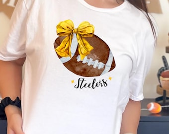 Steelers Coquette Football Bow T-Shirt for Women | Football Season Shirt | Gameday Ready | Perfect for Fall NFL Football Fashion