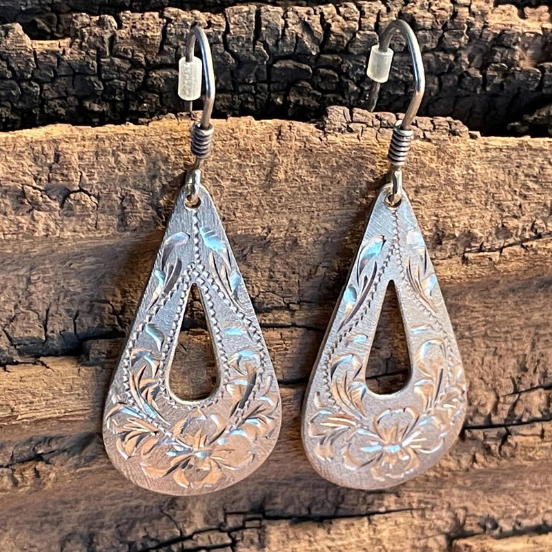 Teardrop Earrings Mexican Sterling Silver Filigree From Taxco .925 main image 0