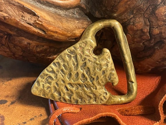 Southwestern Style Hammered Brass Arrowhead Belt Buckle.