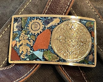 Belt Buckle Native Art Aztec Aztecan Mayan South America  display picture 1