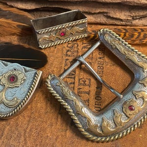 Mexico Vintage Silver Gold Buckle - Etsy