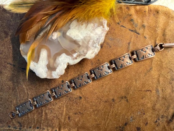 Southwestern Style Copper Thunderbird Panel Link … - image 2