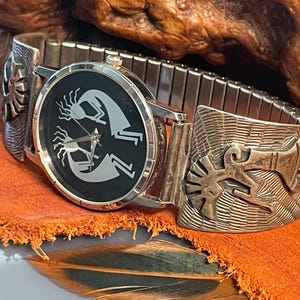 Vintage Hopi Kokopelli Watch 28.65 grams Mens Kokopelli Navajo Sterling Silver Old Pawn Watch Tips  main image 3
