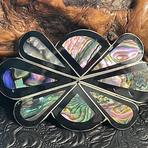 Vintage Abalone, Onyx, & Pink Quartz Barrette Abalone Barrettes - Etsy main image 4