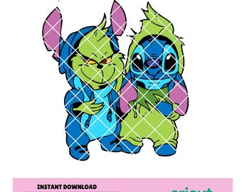 Stitch i Grinch SVG: projekt kreskówki (pobranie cyfrowe)