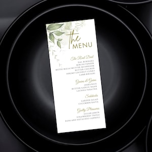 Modern 4&quot;x9&quot; Wedding Menu Template | Instant Download | Editable Menu Cards for Weddings | Dinner Menu Design | Printable Wedding Menus