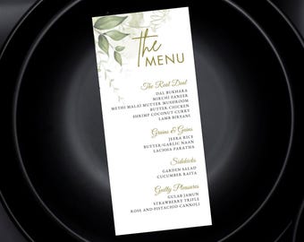 Modern 4"x9" Wedding Menu Template | Instant Download | Editable Menu Cards for Weddings | Dinner Menu Design | Printable Wedding Menus