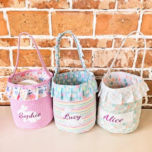 Kinder Hase Osterkorb, individuell gesticktes Design, Osterkorb für Jungen und Mädchen, perfektes Geschenk zum Kindertag, Spielzeugkorb für Kinder