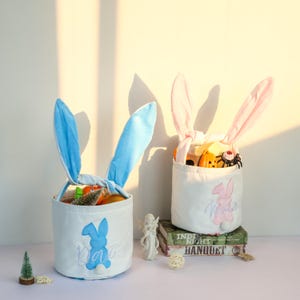 Personalisierter Name Osterkorb, individuell gestickter Osterhasenkorb, Kinder-Ostern-Geschenk für Baby Mädchen und Jungen, Korb für Eiersuche