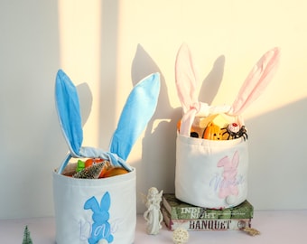 Personalized Easter Basket: Embroidered Bunny Gift Bag for Kids