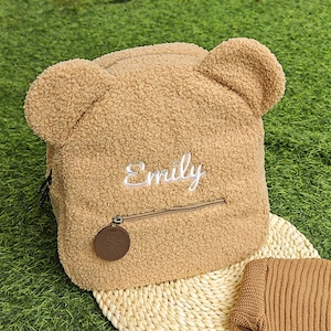 Sac à dos personnalisé pour enfants en peluche moelleux avec nom personnalisé Sac à dos avec nom brodé Cadeaux pour enfants-Gif d'anniversaire