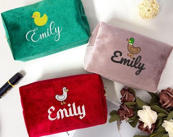 Personalized Velvet Cosmetic Bag: Bridesmaid Proposal Gift