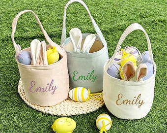 Personalized Name Easter Basket,Mini Embroidered Easter Bunny Basket,Kids Easter Basket,Baby Girl And Boy Basket,1st Easter Bag for Baby