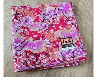 Japanese Furoshiki Wrapping Cloth 53cm (20.8in) | Sakura Cherry Blossom Red Gold Pattern | Made in Japan | Reusable Gift Wrap Bento Cloth
