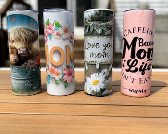 Vaso para el Día de la Madre: Vaso delgado de acero inoxidable de 20 oz