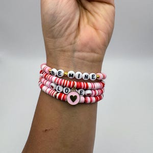 Be Mine Valentine&#39;s Day Apple Watch Band | Customizable Red and Pink Beaded Strap with Heart Charms