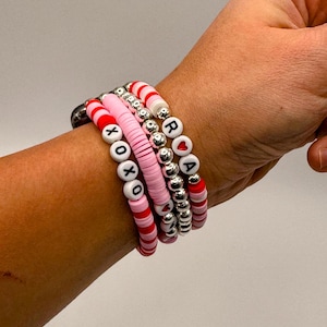 Initial Love with Hearts | Customizable Beaded Apple Watch Band | Perfect for Valentine&#39;s Day