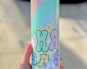 Pastel Happy Easter Tumbler | 20oz Stainless Steel, Bunny & Egg Spring Cup