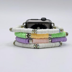 Spring Pastel Beaded Apple Watch Band | Boho Bracelet-Style Watch Strap