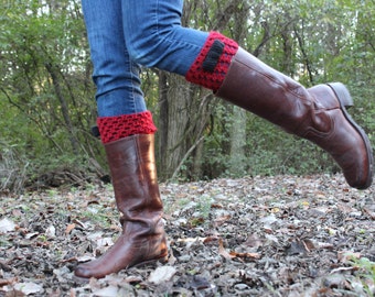 Red & Black Boot Cuff w/bow accent
