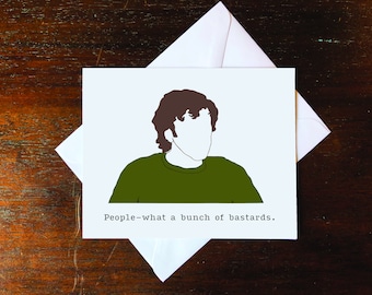 Greeting card, blank card with envelope, IT Crowd, Roy, people, size A2, 4.25" x 5.5"