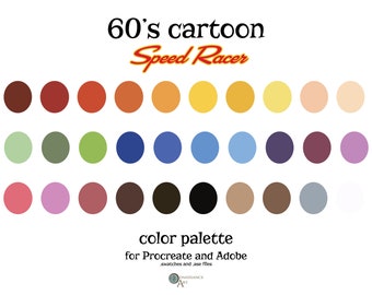 60-TALS TECKNAD Speed Racer - Färgpalett för Procreate och Adobe | färgprover, illustration, Procreate-verktyg, digital konst